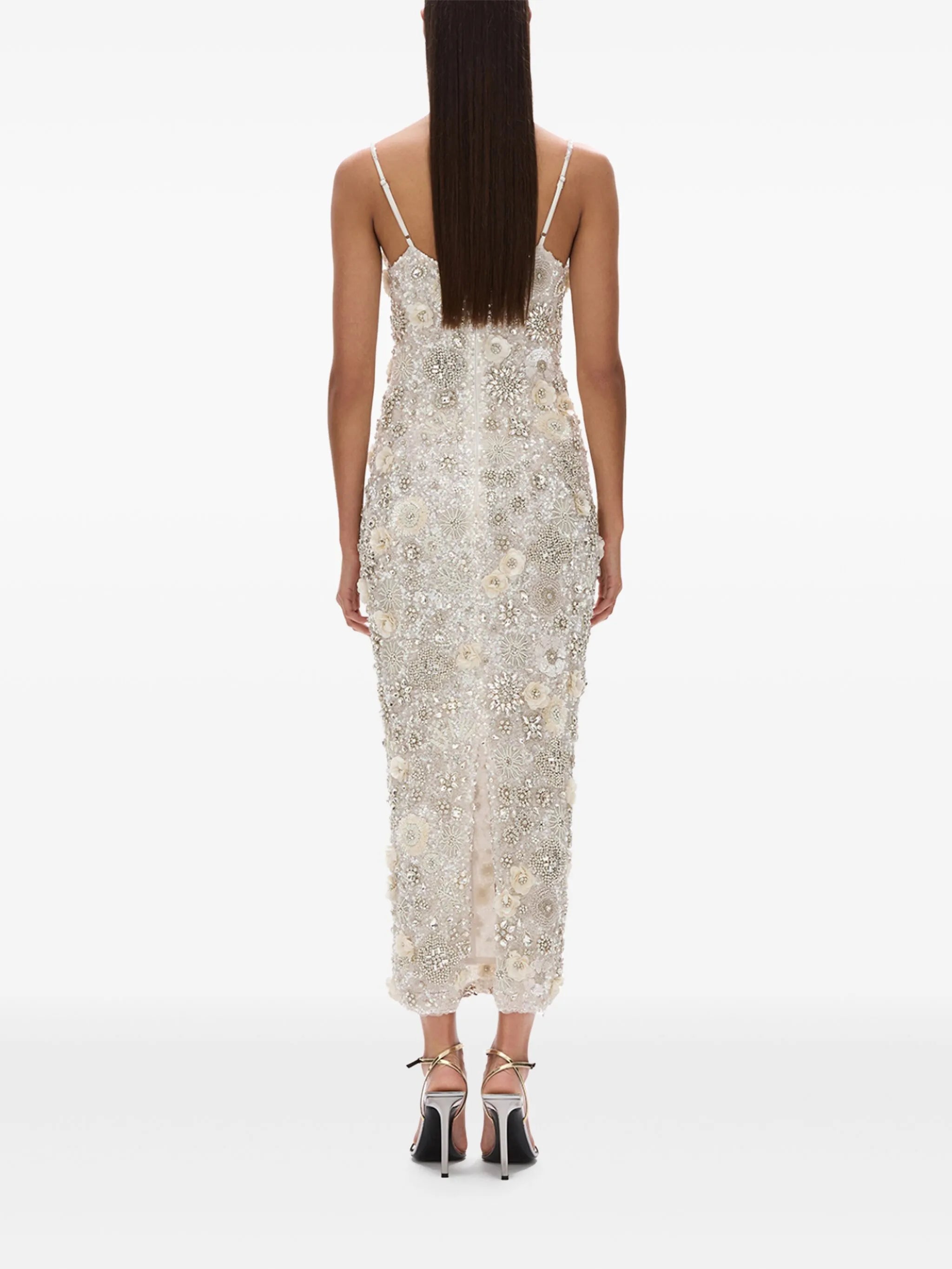 Francesca floral-embroidered midi dress
