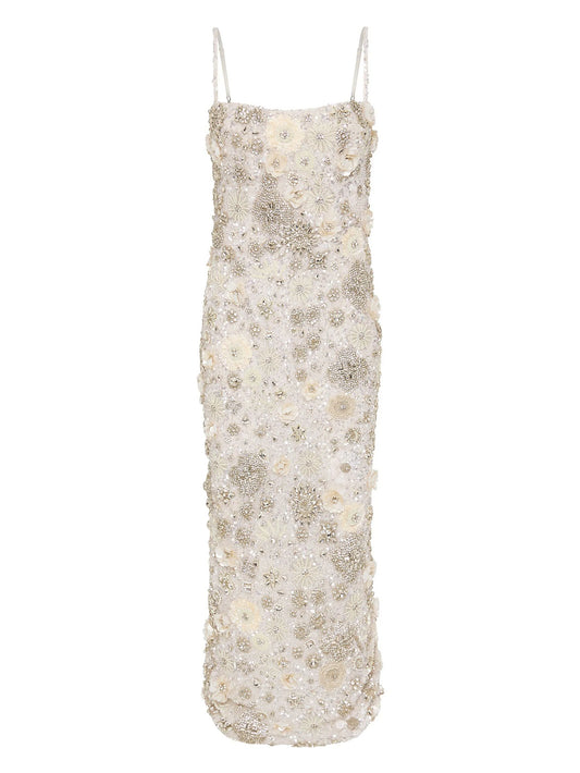 Francesca floral-embroidered midi dress