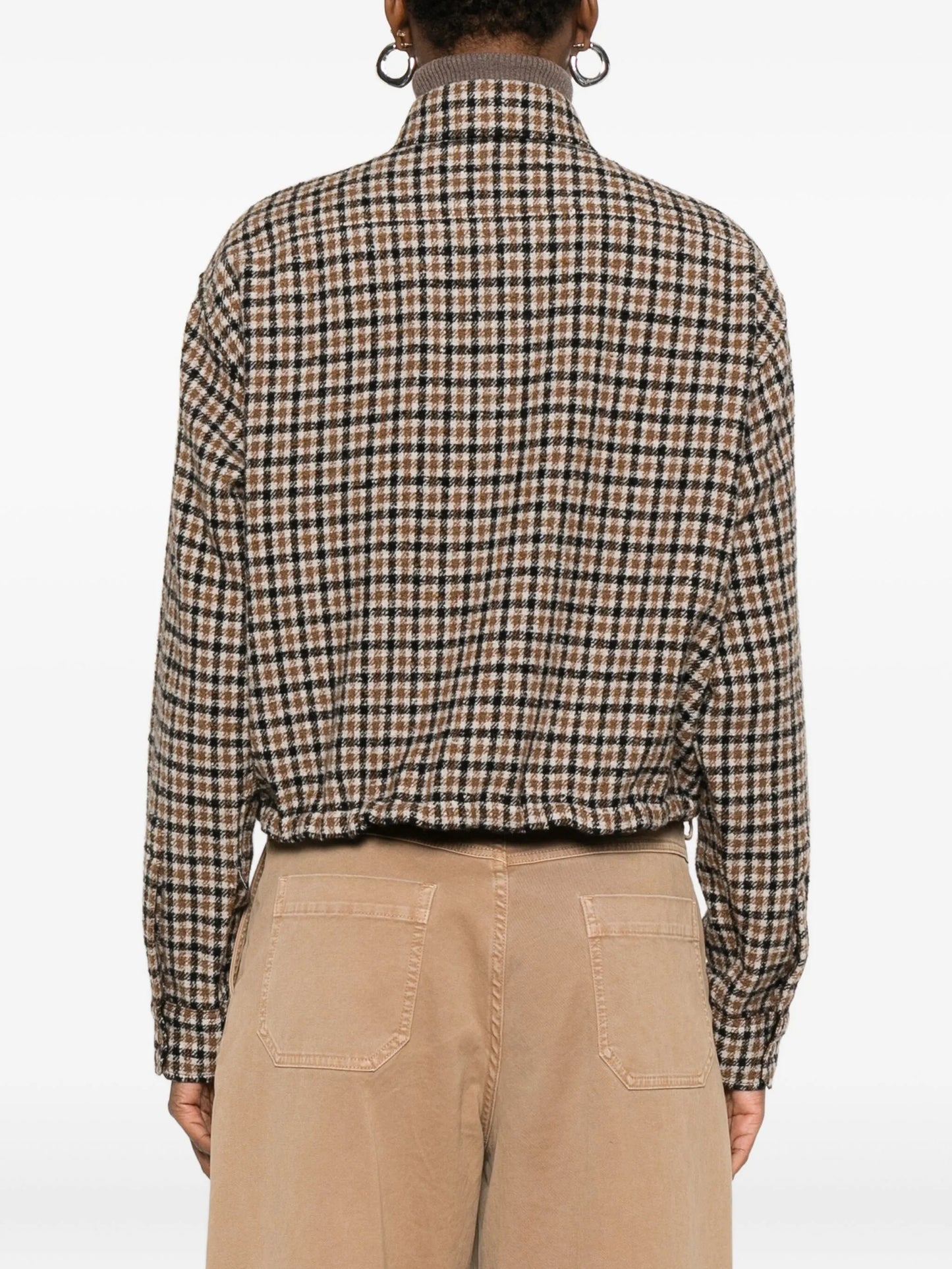 macro-check wool overshirt