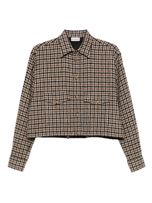 macro-check wool overshirt