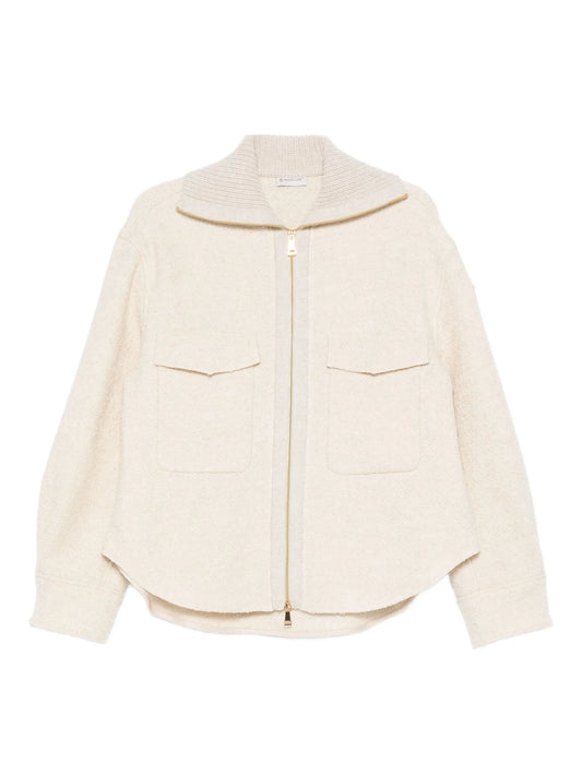 zip-up bouclé jacket