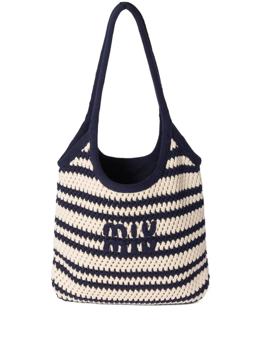 Ivy striped crochet tote bag