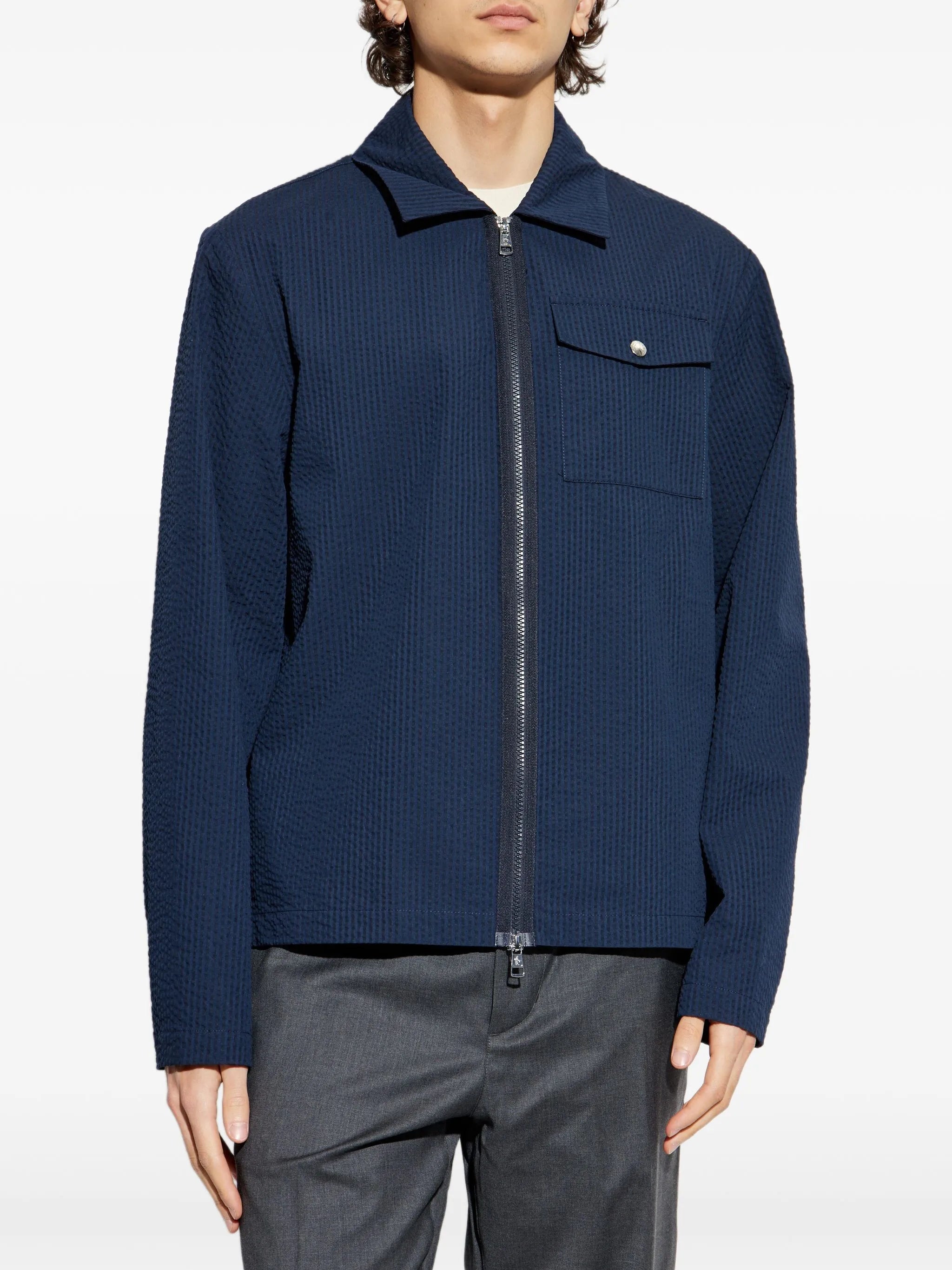 Seersucker shirt jacket