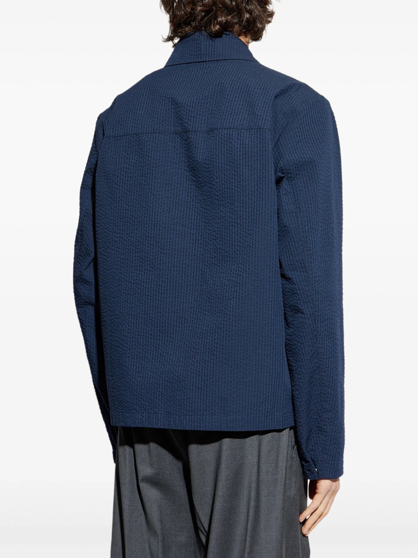 Seersucker shirt jacket