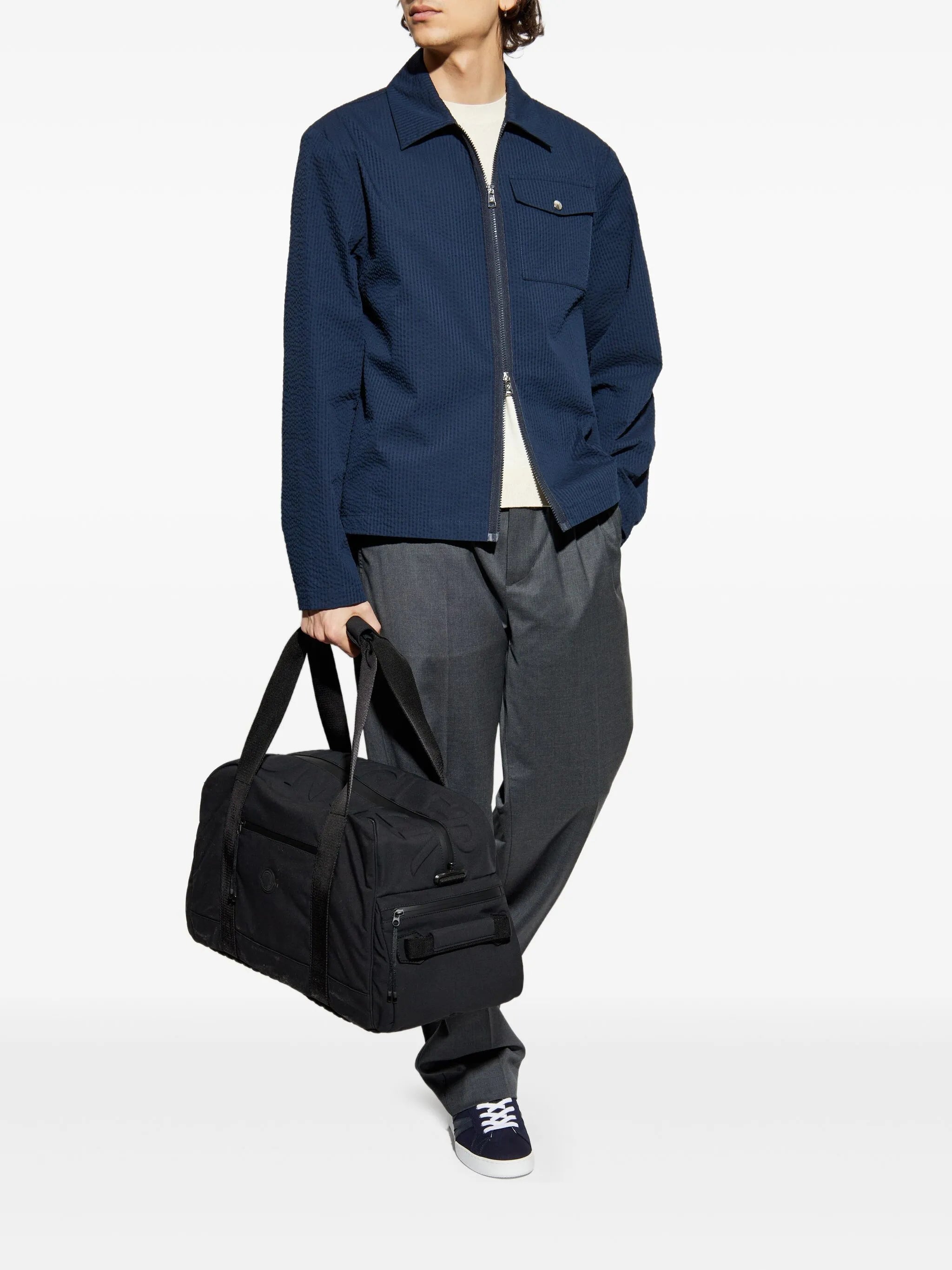 Seersucker shirt jacket
