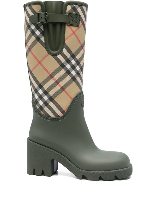 Marsh check-pattern block-heel boots