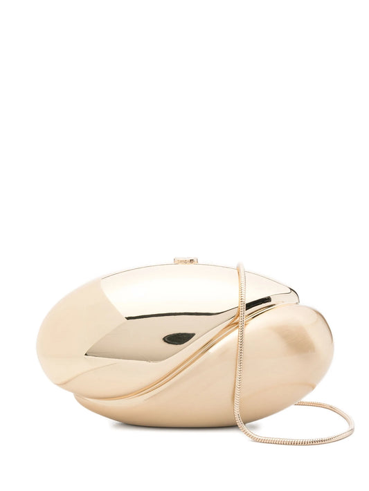 Ameera metallic-effect oval clutch