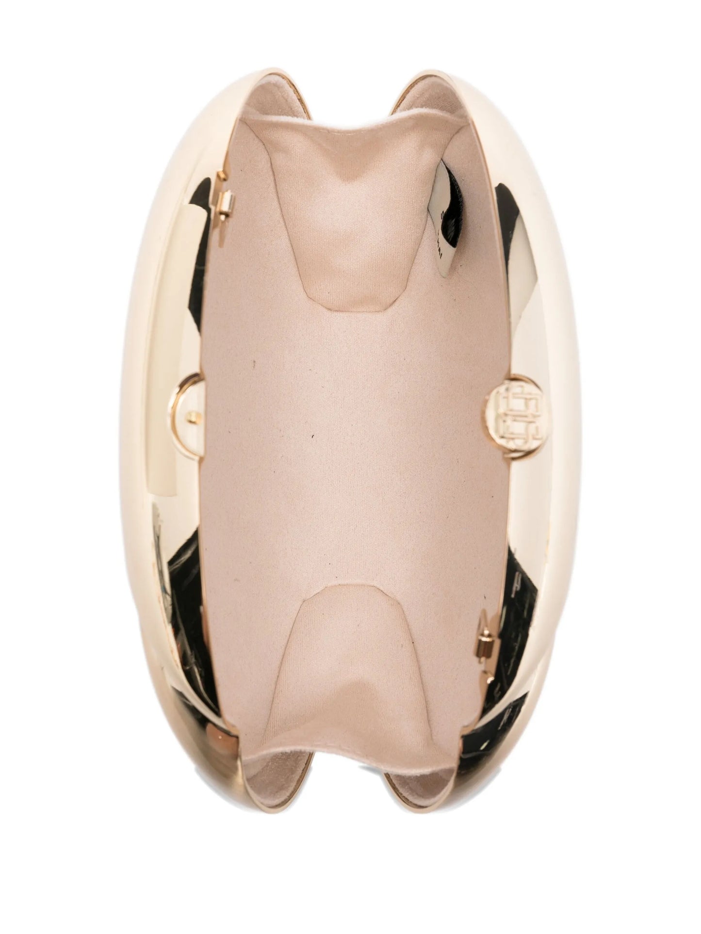 Ameera metallic-effect oval clutch