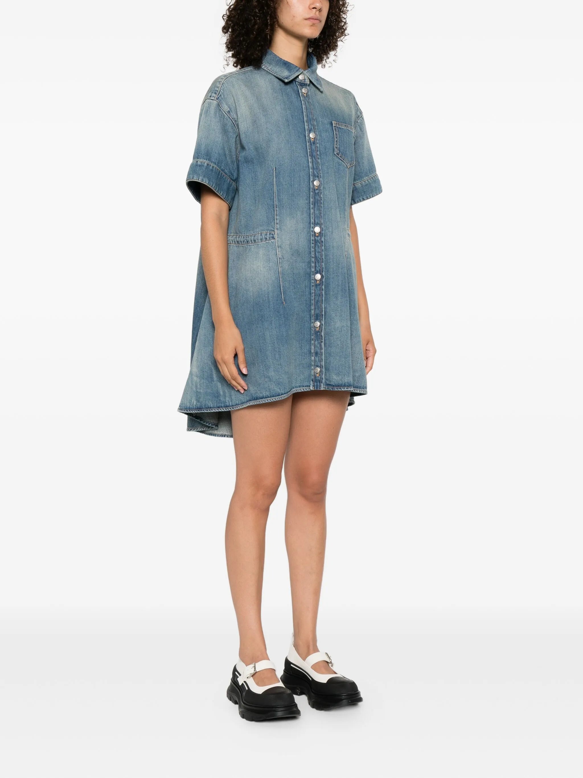short-sleeved denim dress