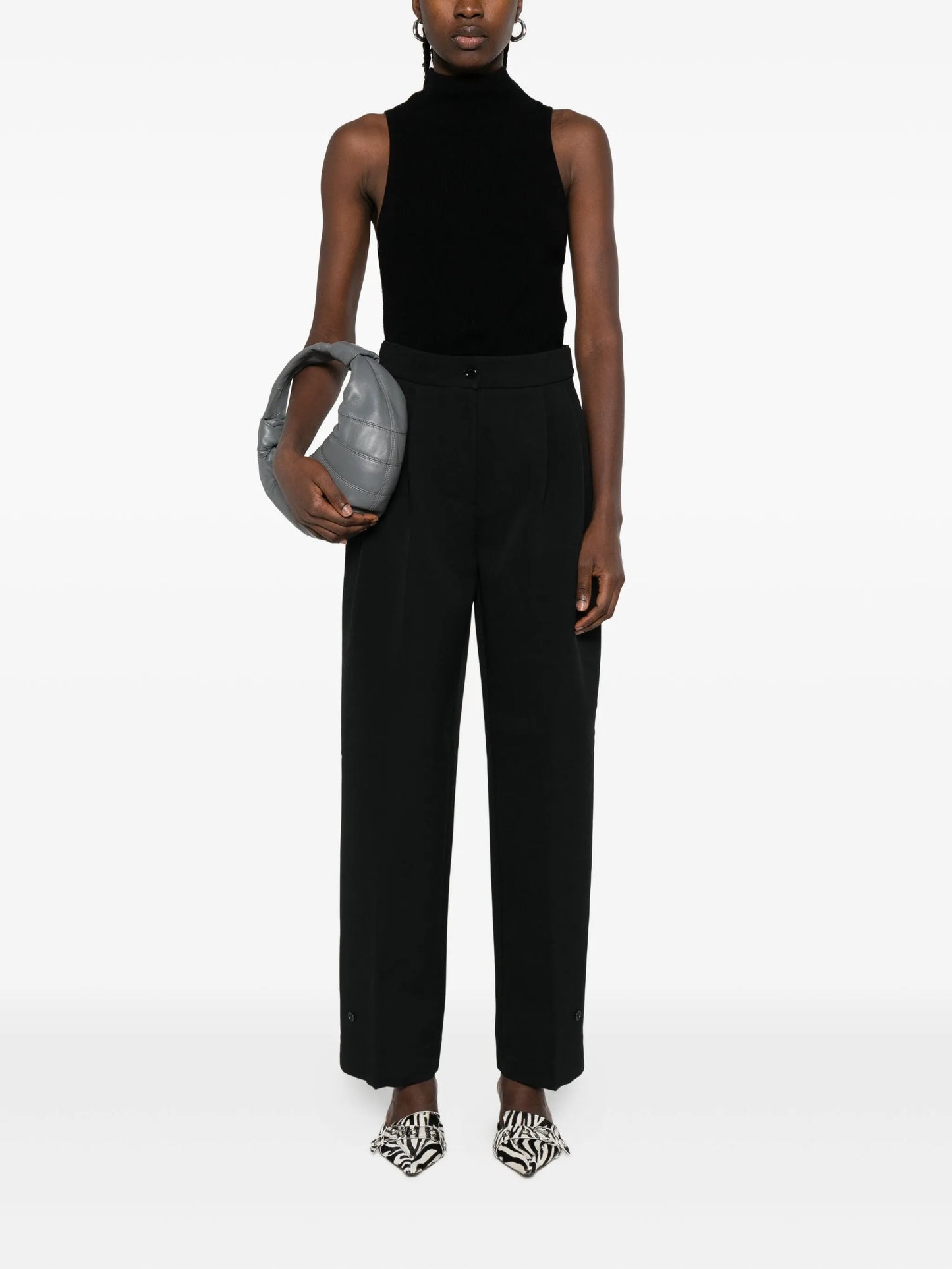 high-neck sleeveless top