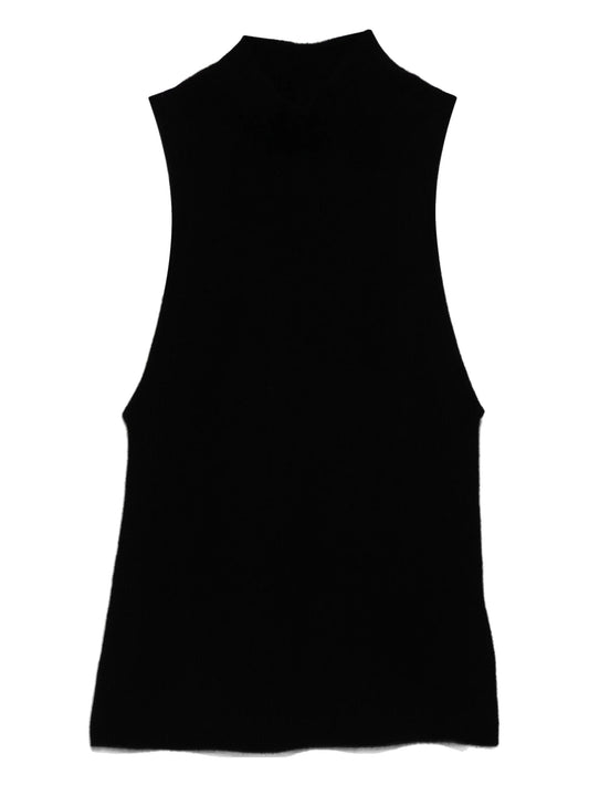 high-neck sleeveless top