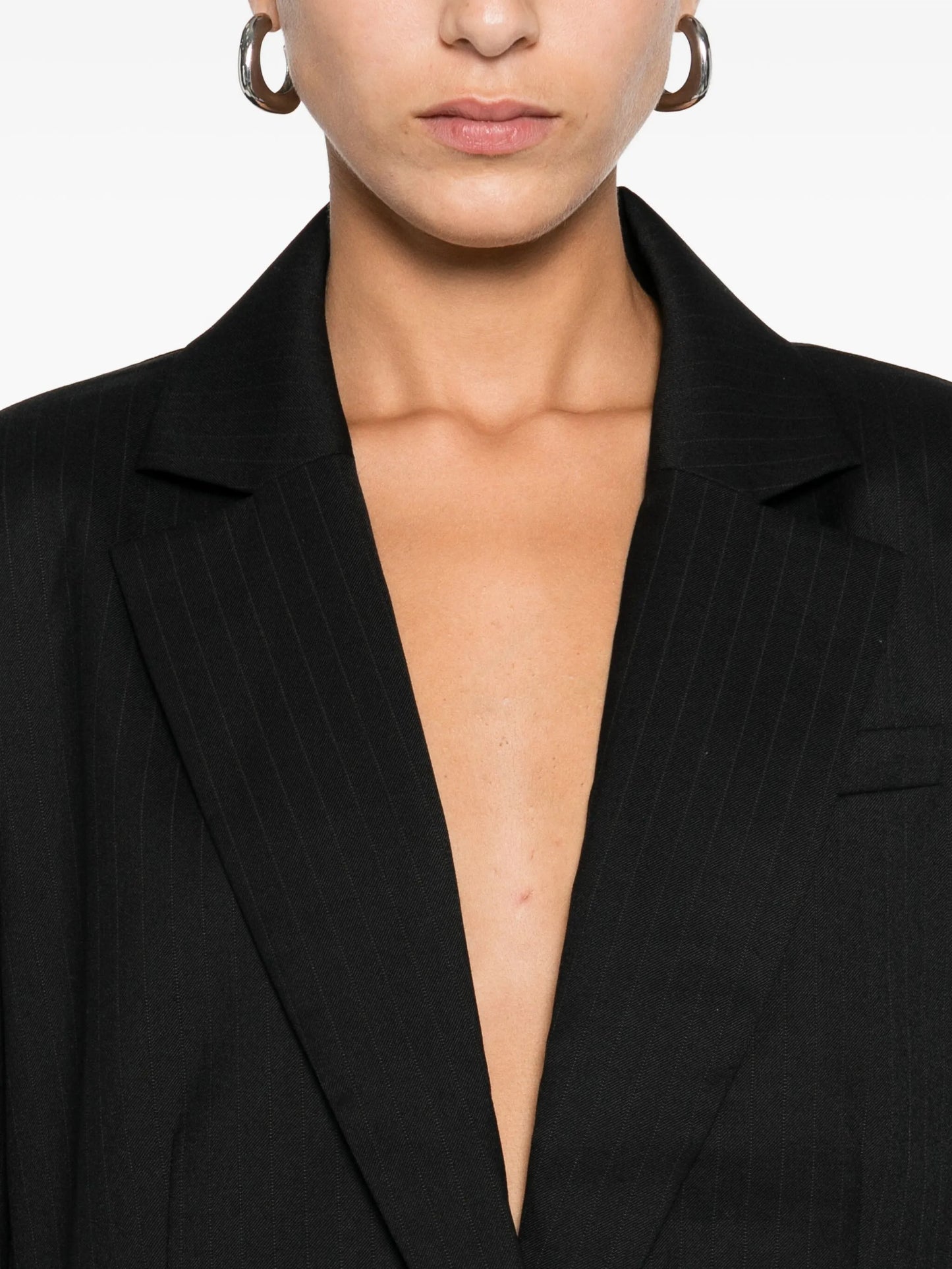 pinstriped split-detail blazer