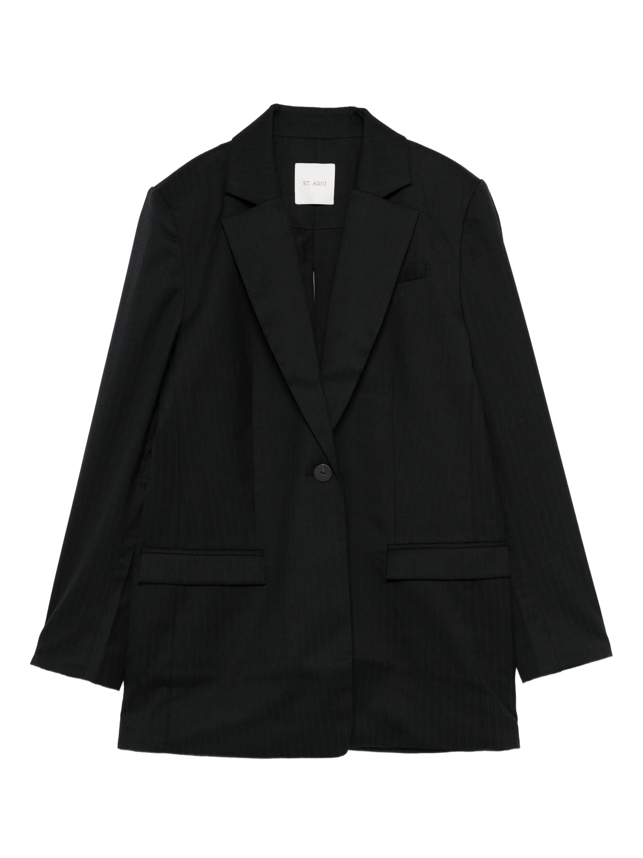 pinstriped split-detail blazer