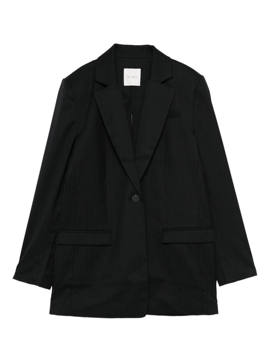 pinstriped split-detail blazer