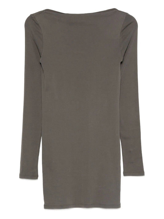 boat-neck long-sleeve mini dress