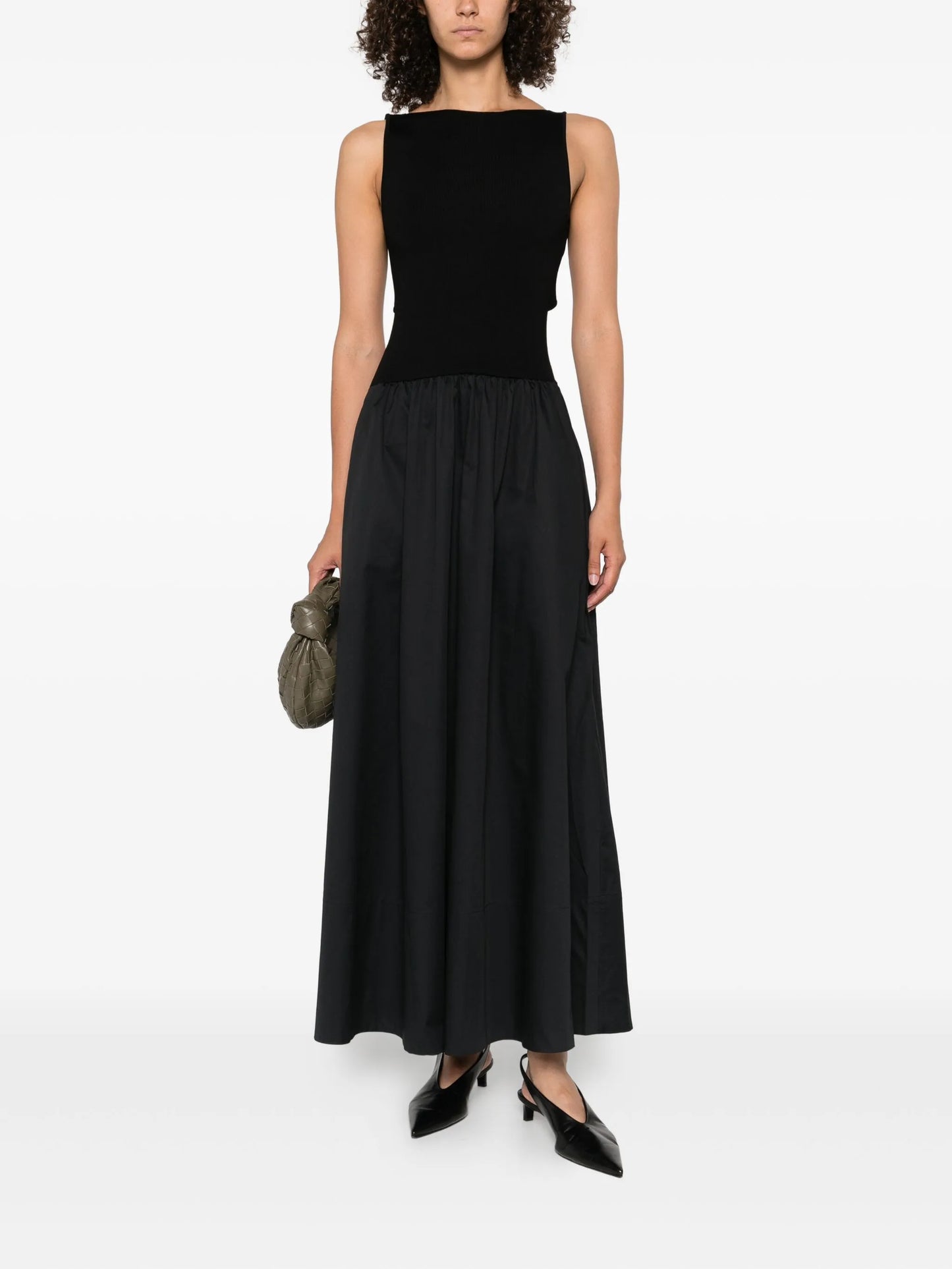 panelled ribbed maxi dress