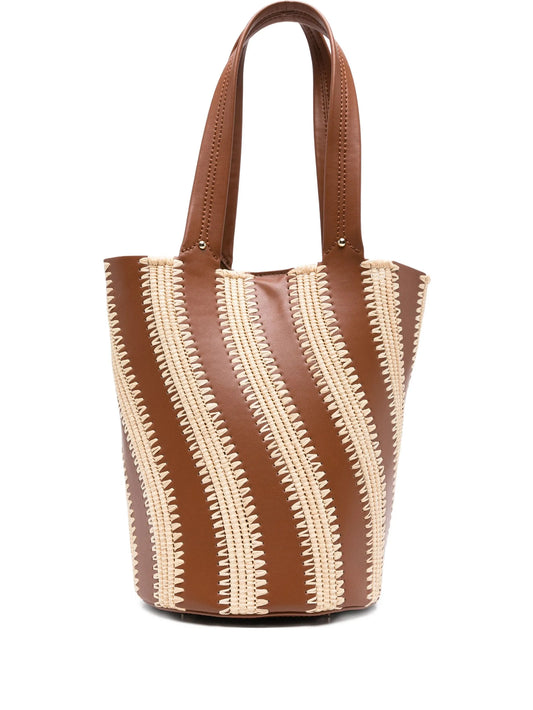 Talia raffia-leather bucket bag