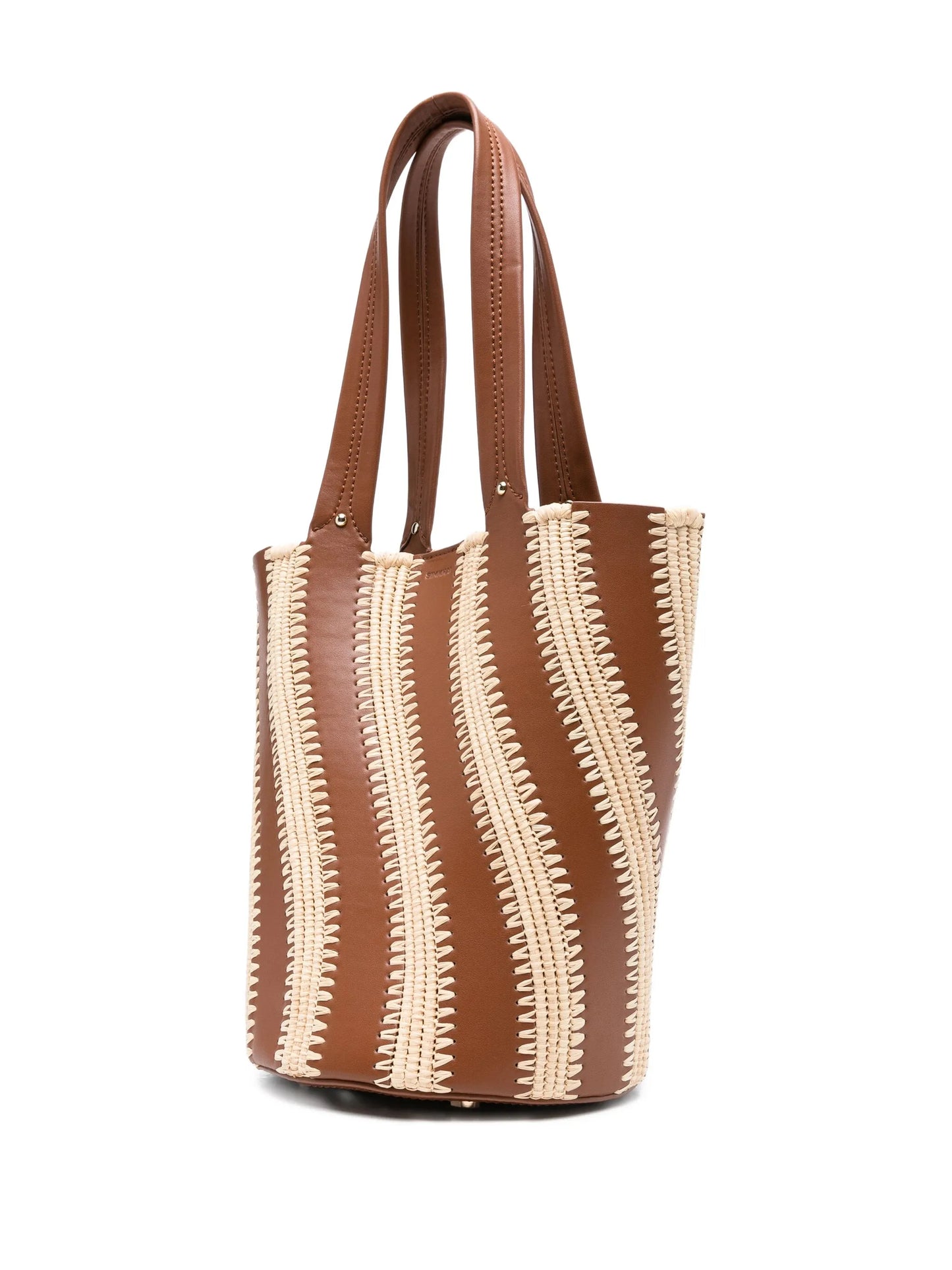 Talia raffia-leather bucket bag