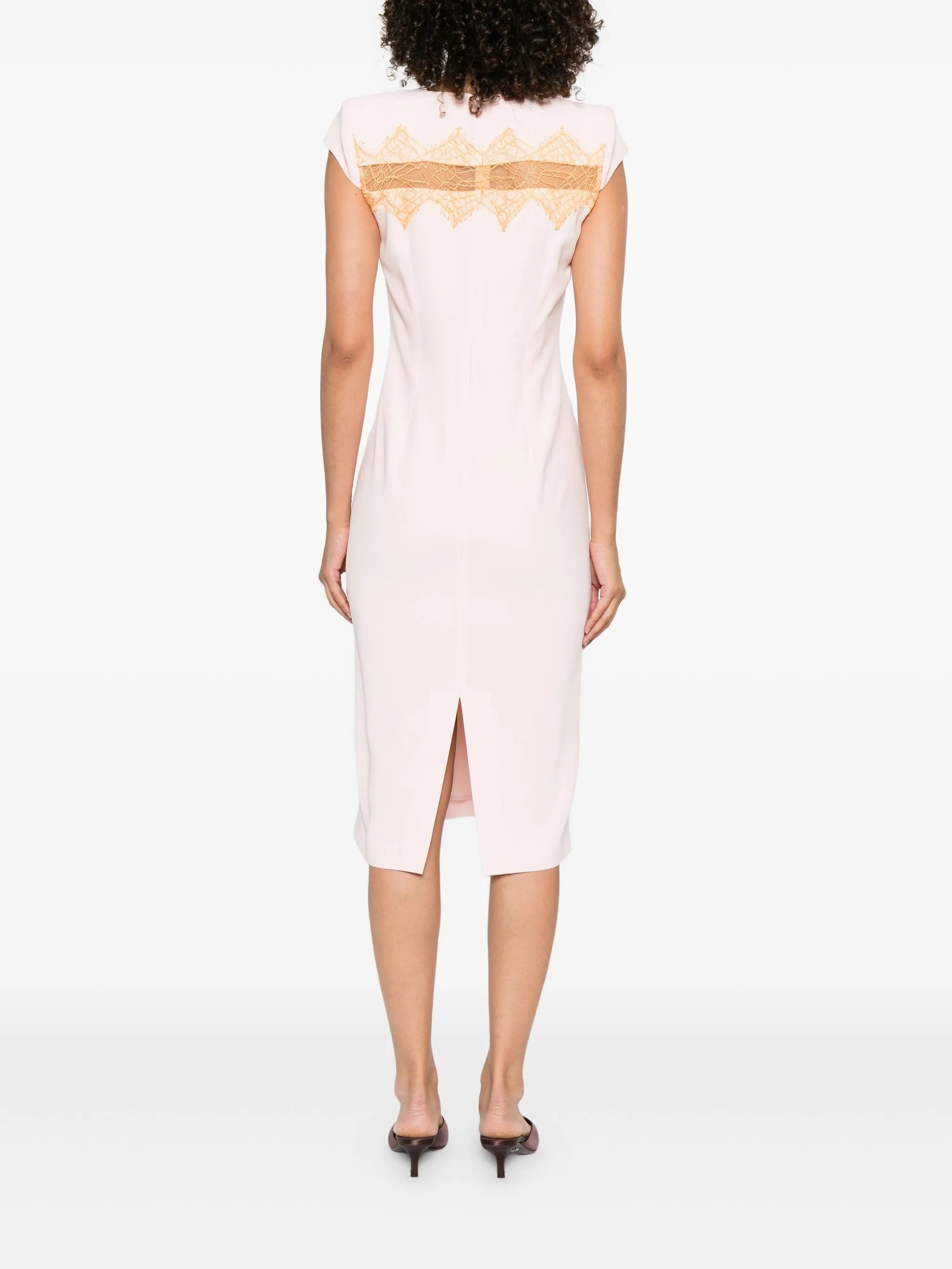 lace-insert midi dress