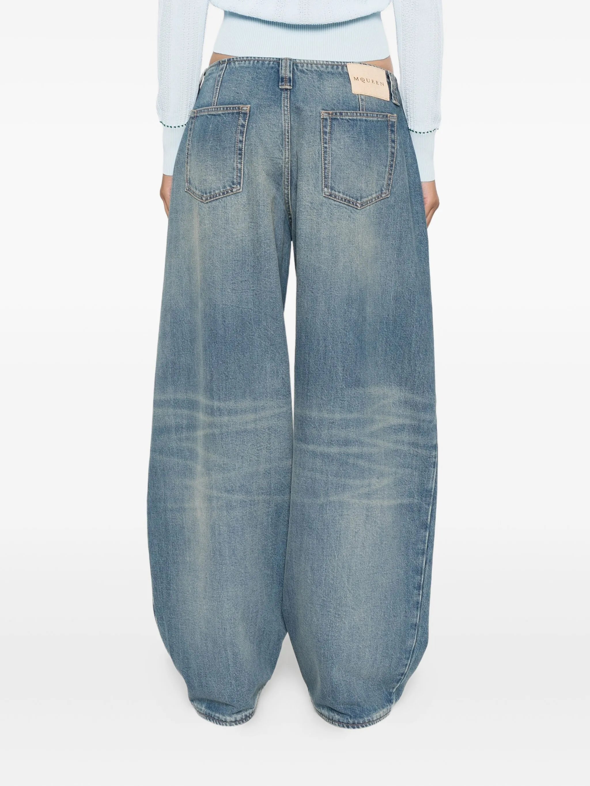 whiskering-effect jeans