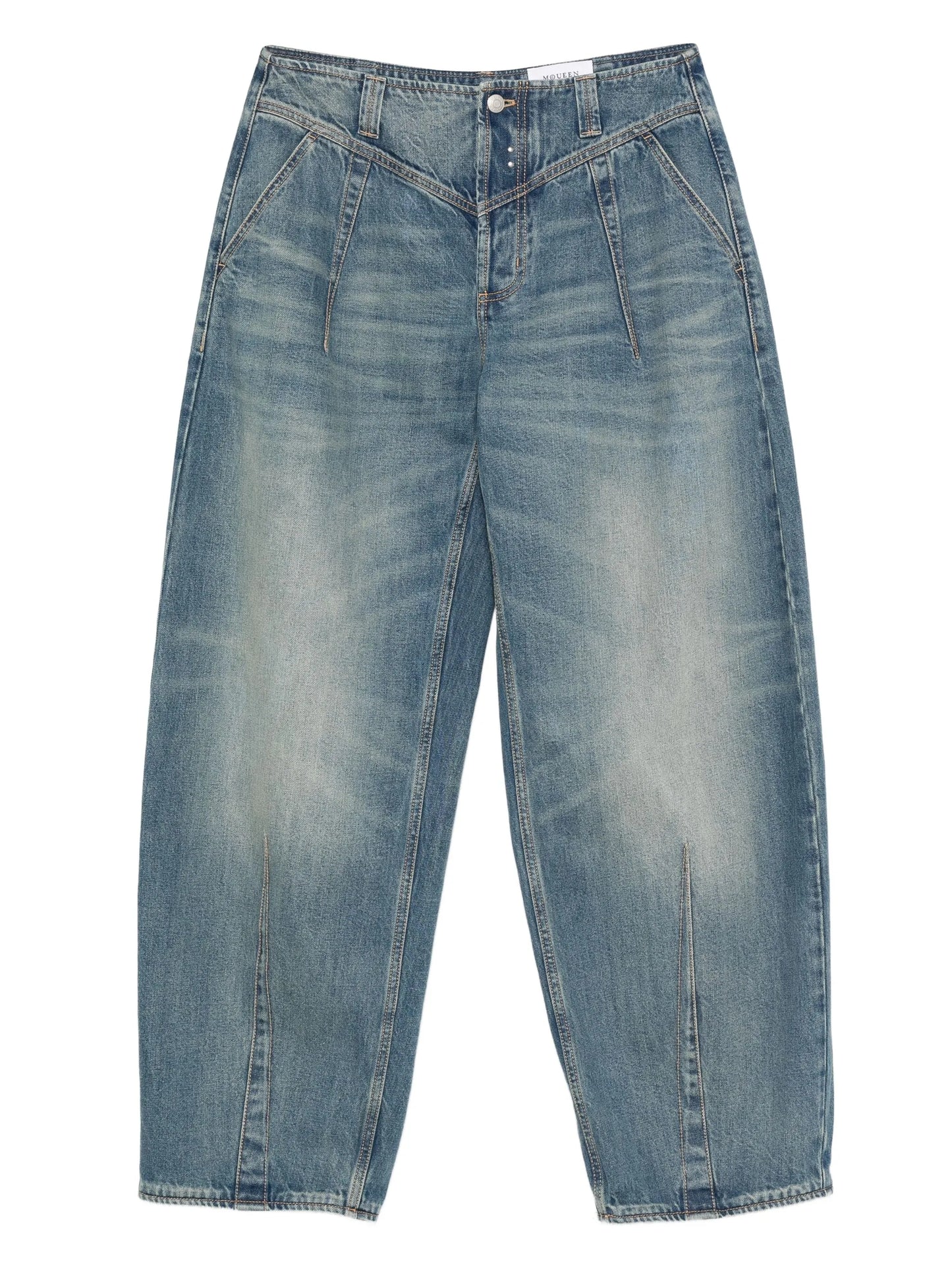 whiskering-effect jeans