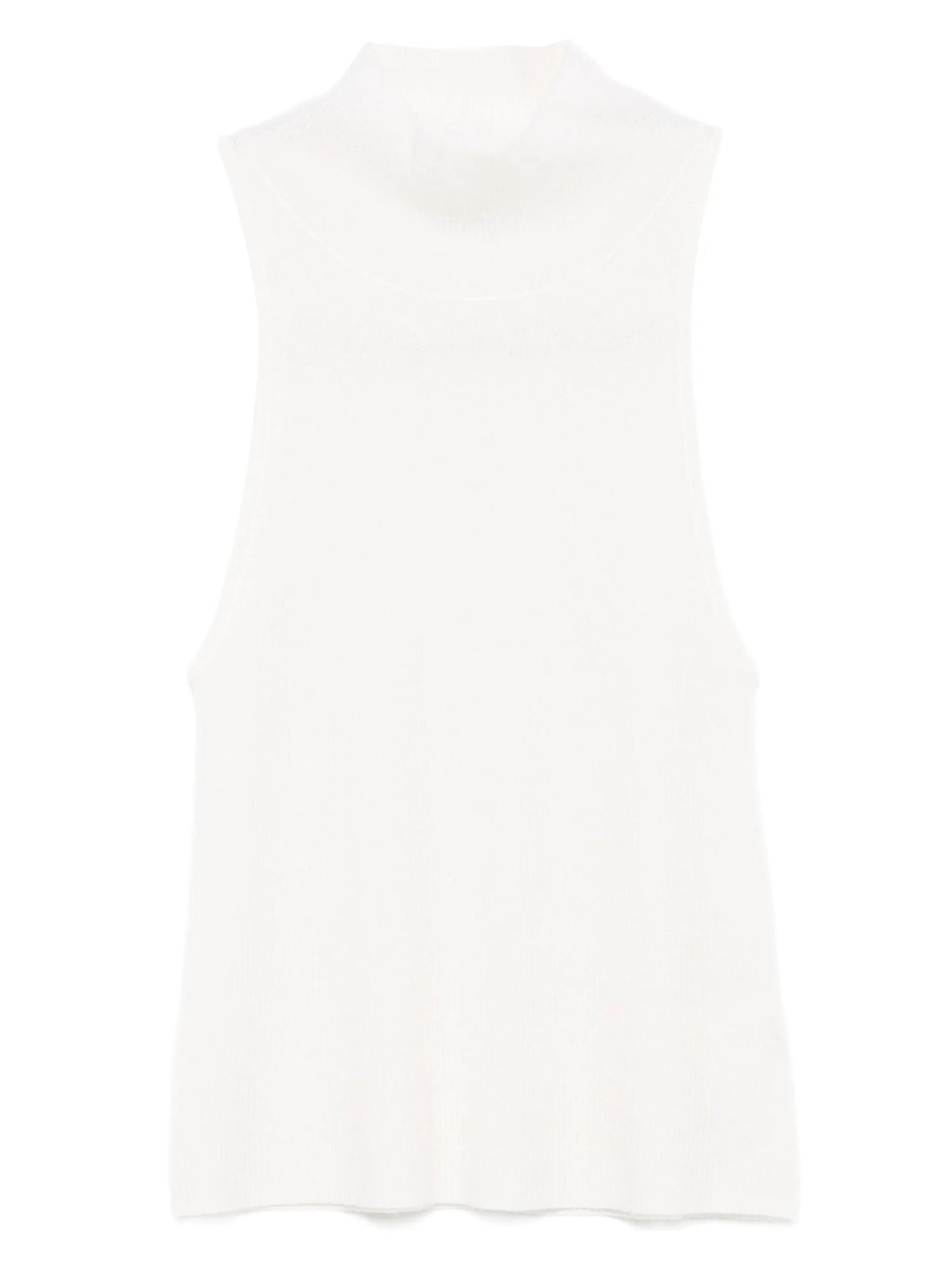 high-neck ribbed vest