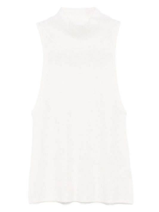high-neck ribbed vest