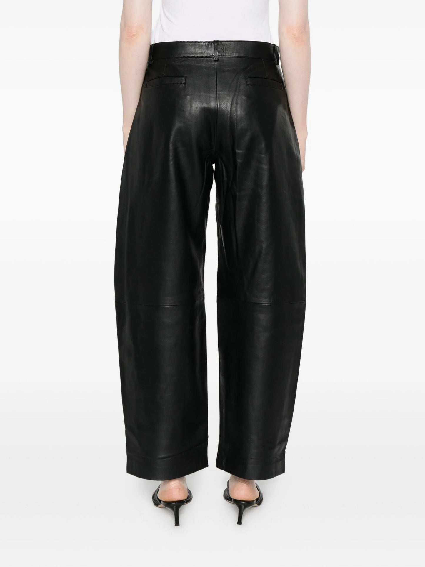 leather straight-leg trousers