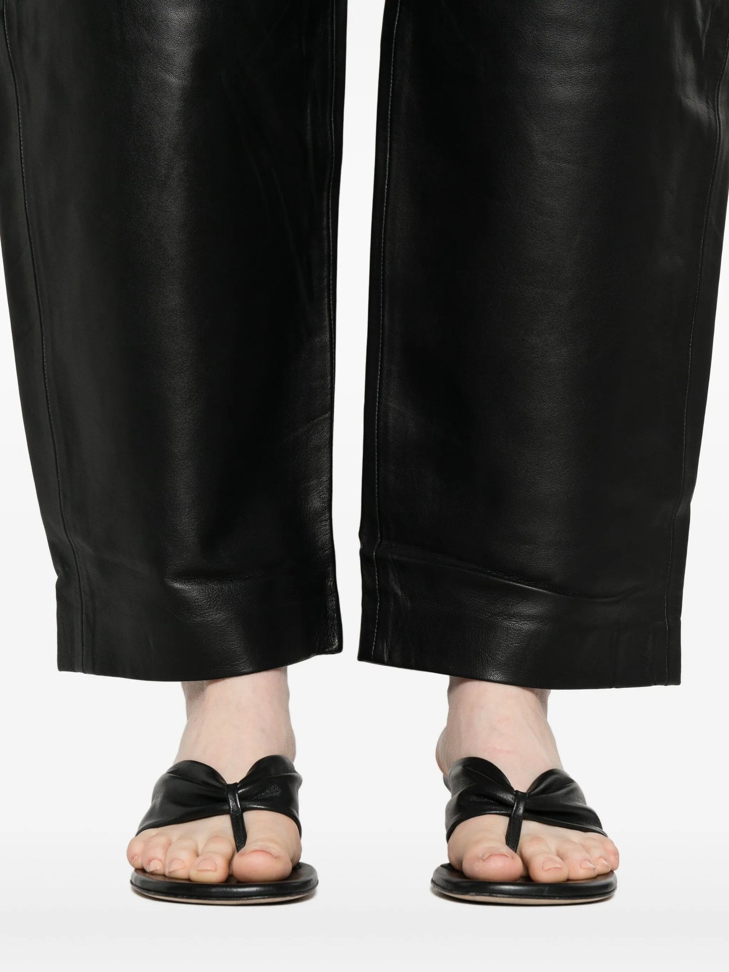 leather straight-leg trousers