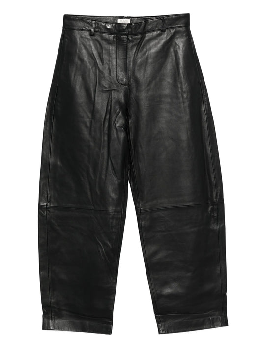 leather straight-leg trousers