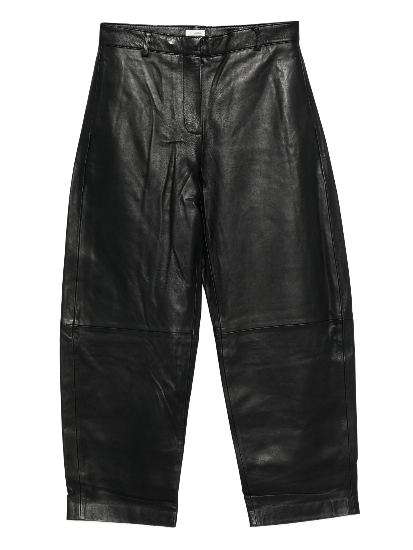 leather straight-leg trousers