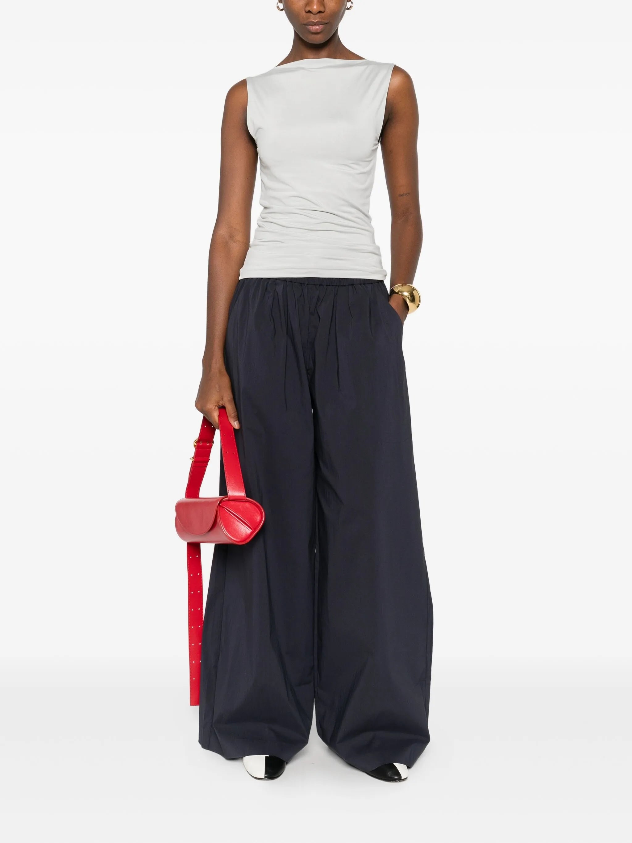 boat-neck jersey top