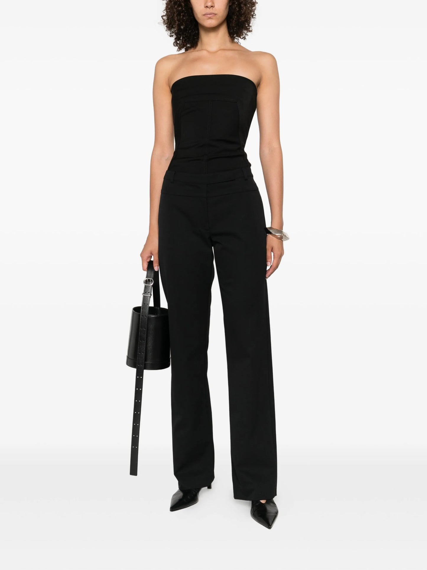 panelled slim-cut trousers