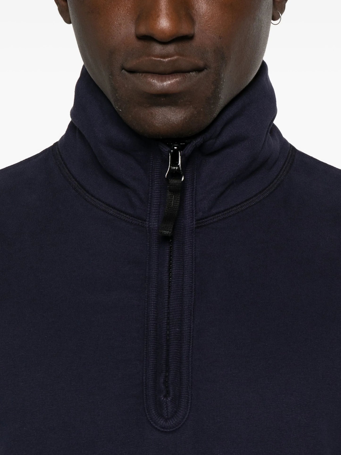 half-zip fleece-texture polo shirt