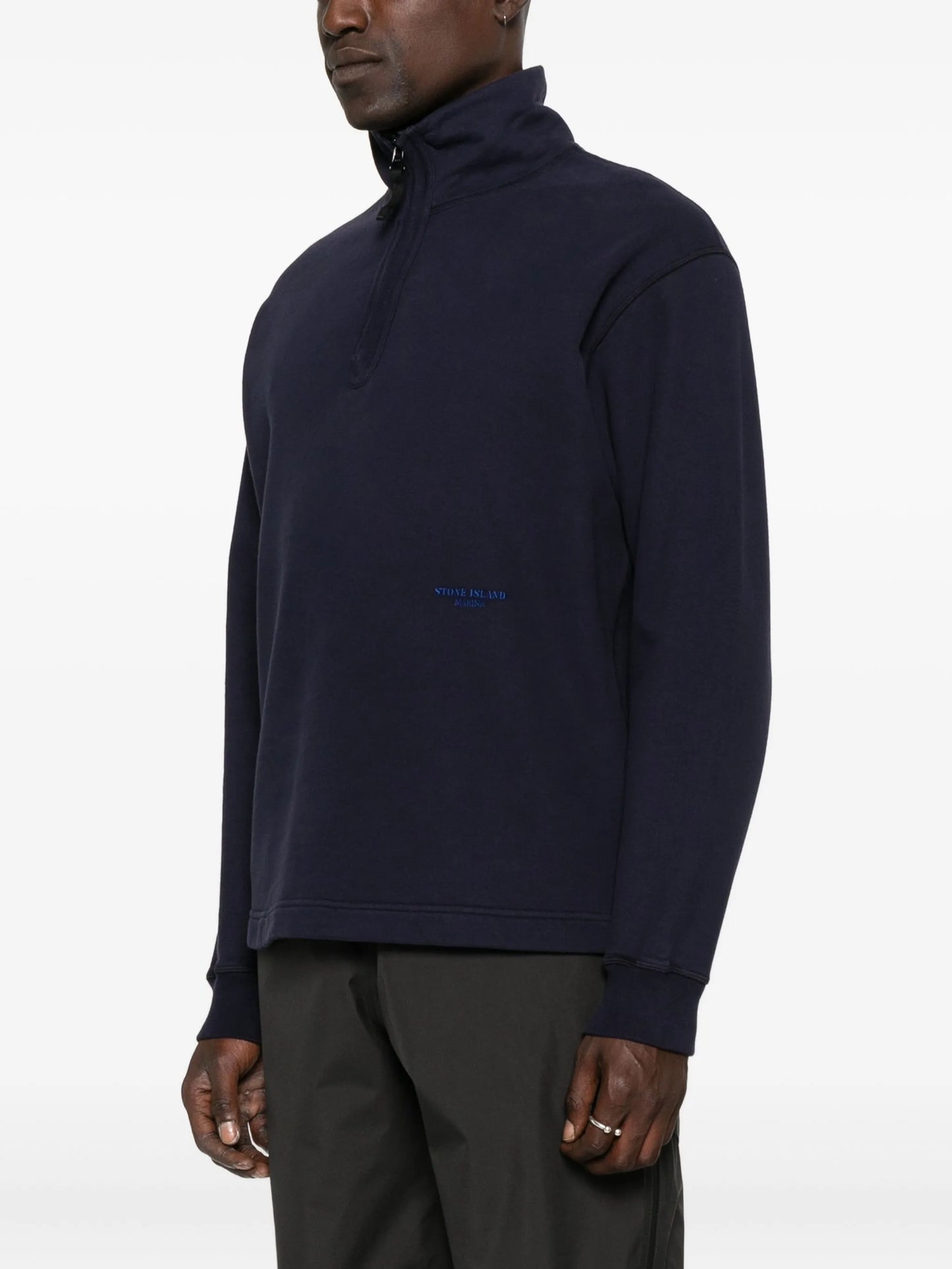 half-zip fleece-texture polo shirt