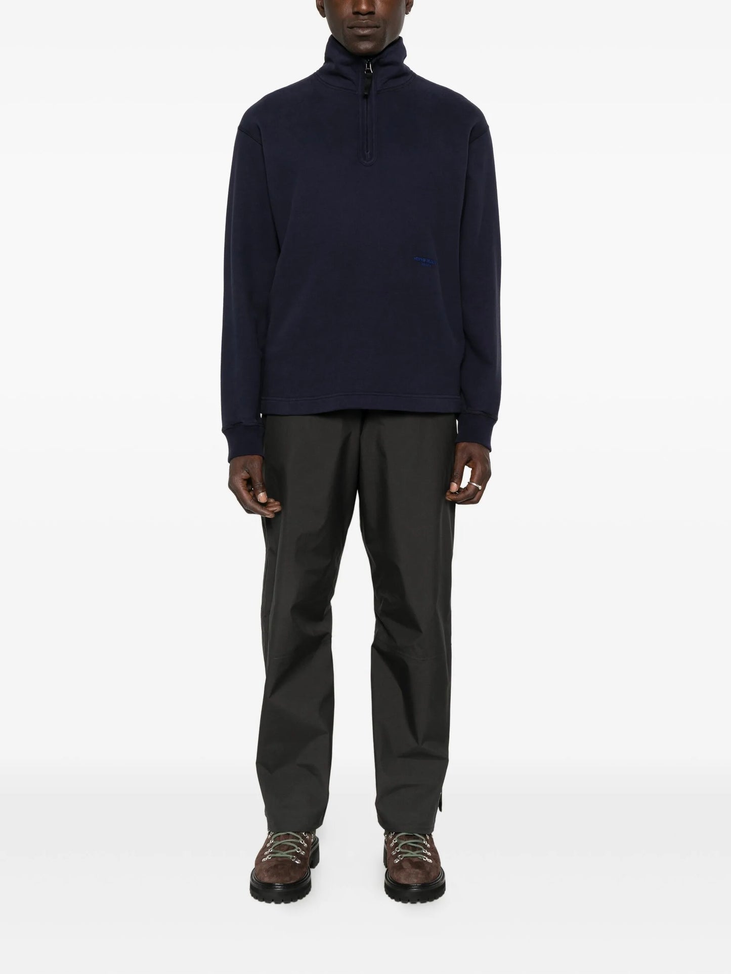 half-zip fleece-texture polo shirt