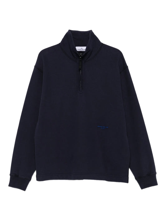 half-zip fleece-texture polo shirt