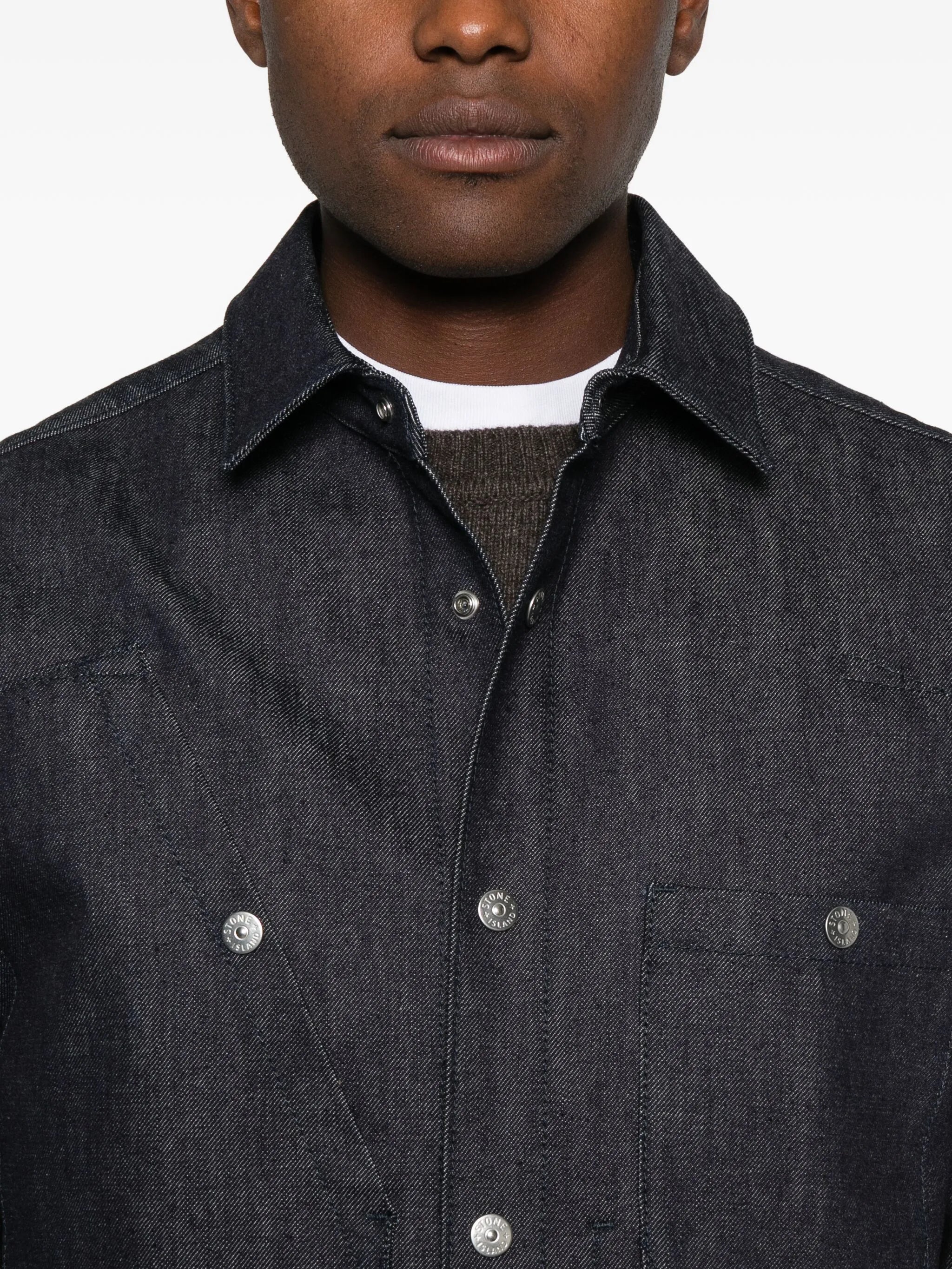 Compass-badge denim shirt