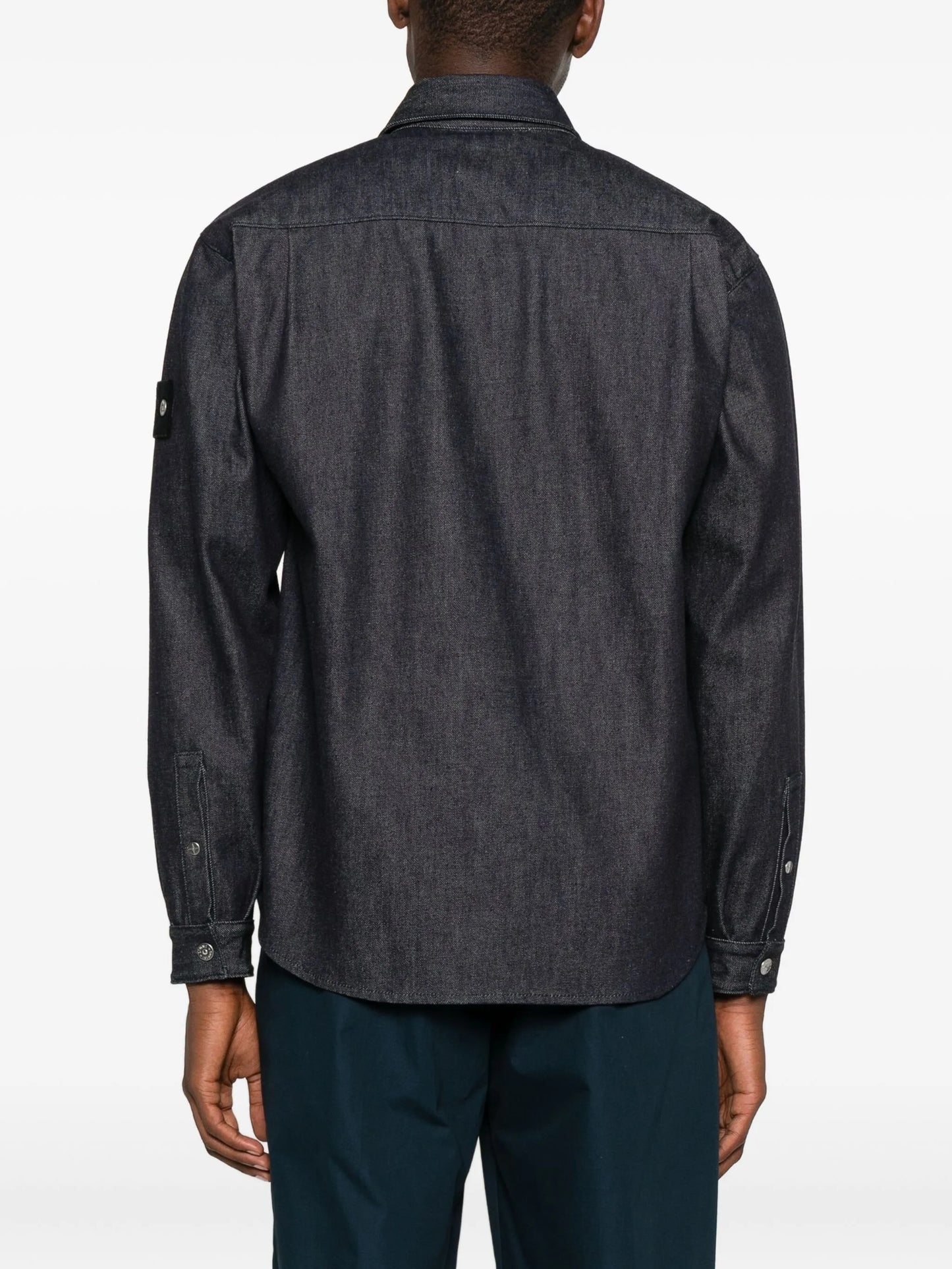 Compass-badge denim shirt