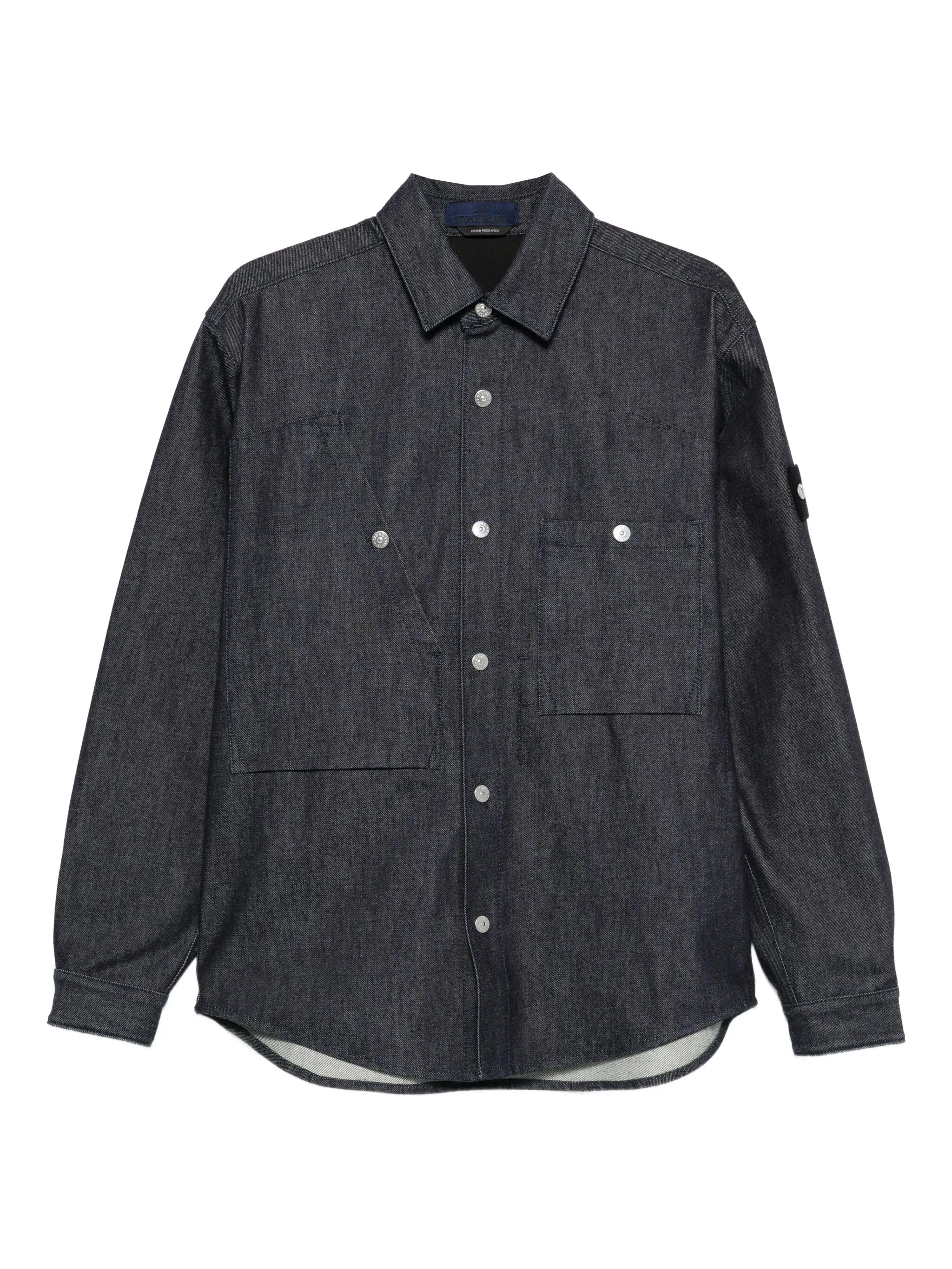 Compass-badge denim shirt