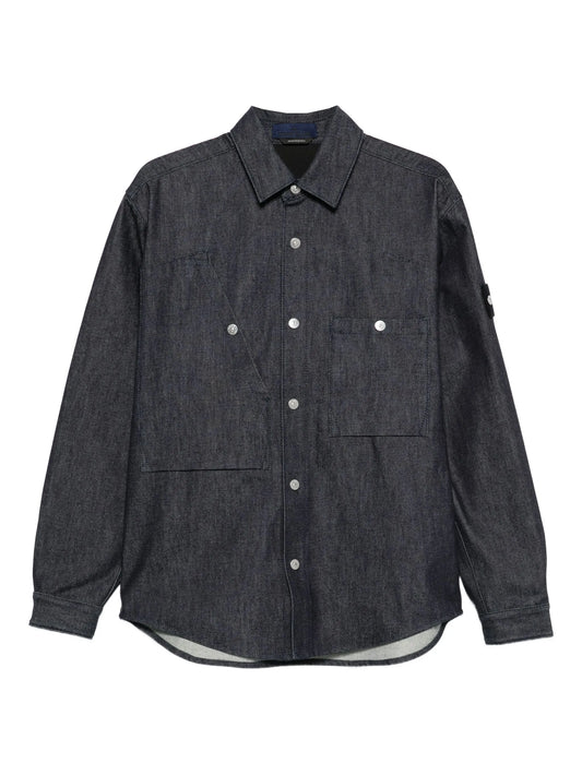 Compass-badge denim shirt