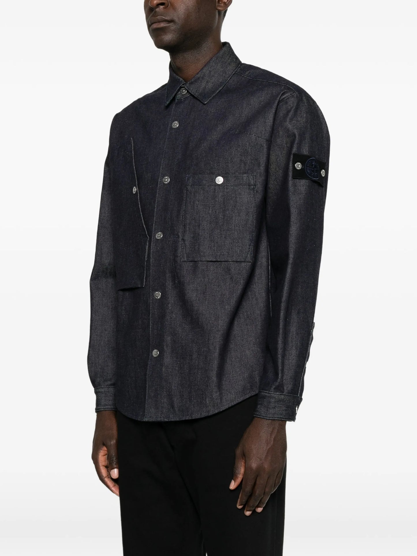 Compass-badge denim shirt
