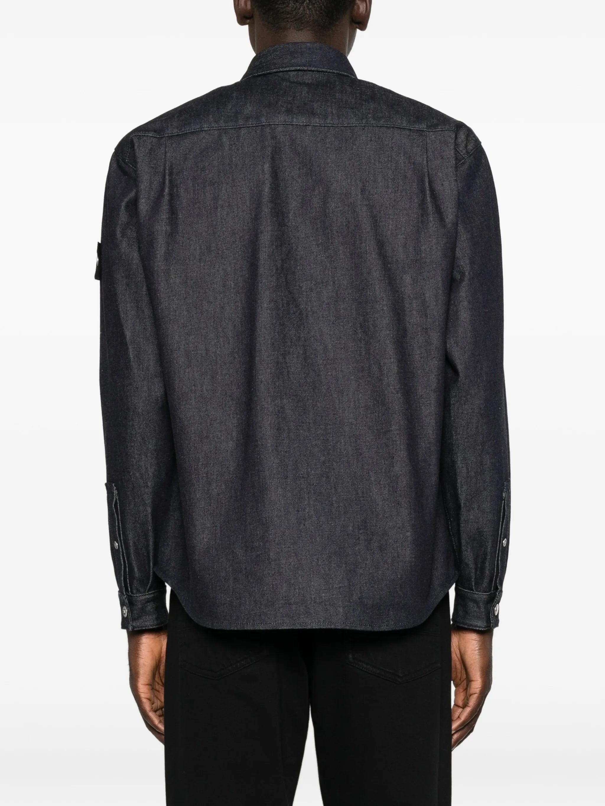 Compass-badge denim shirt