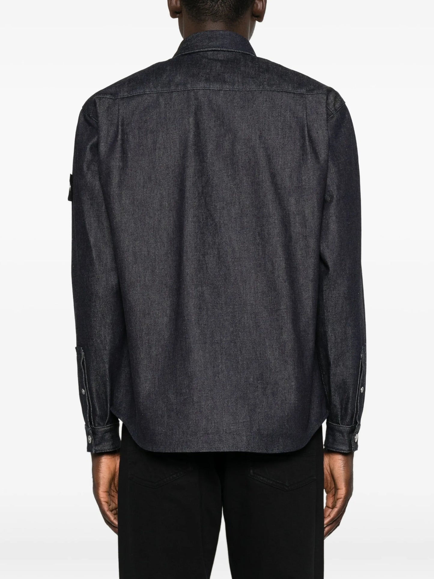 Compass-badge denim shirt