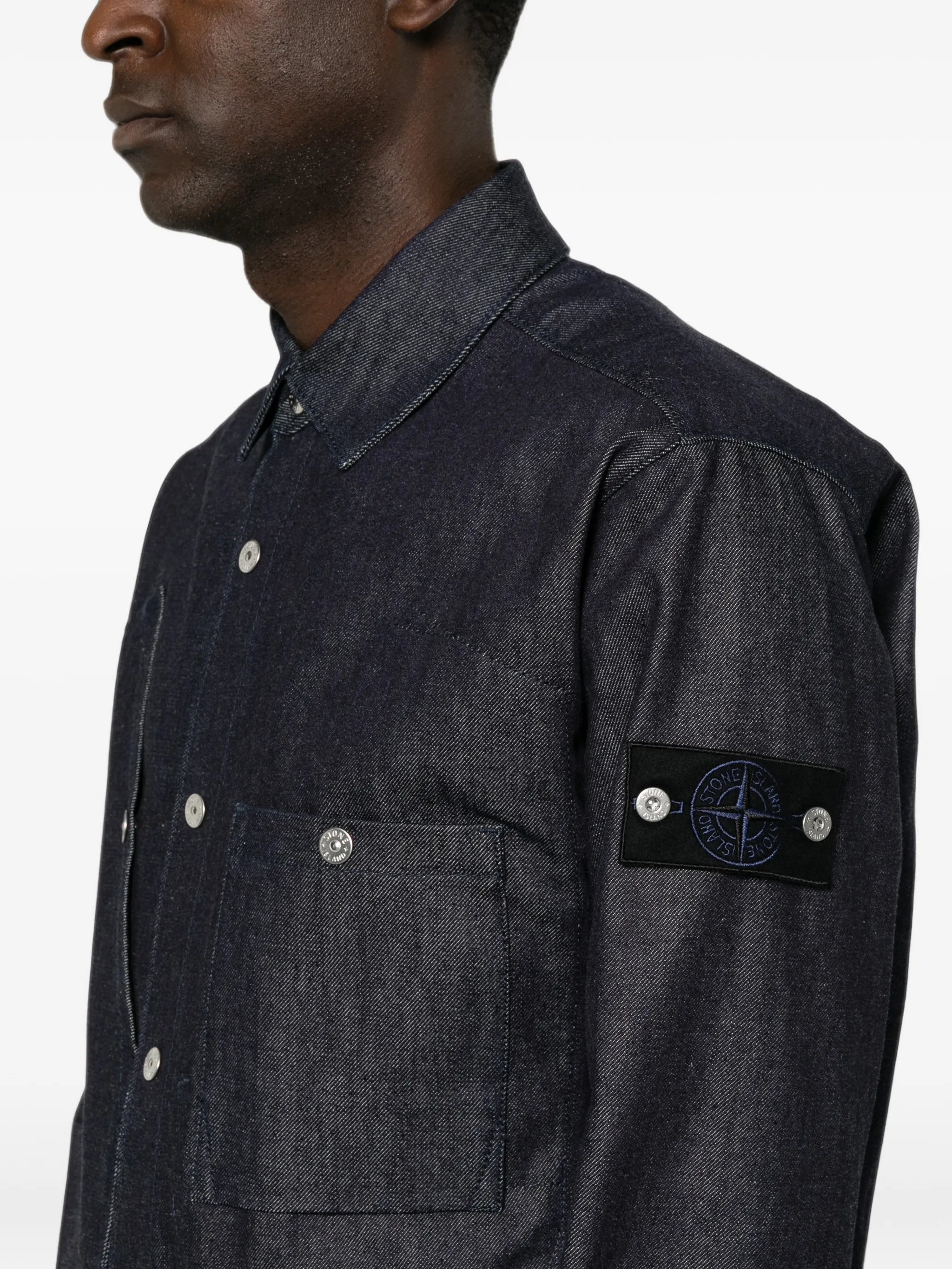 Compass-badge denim shirt