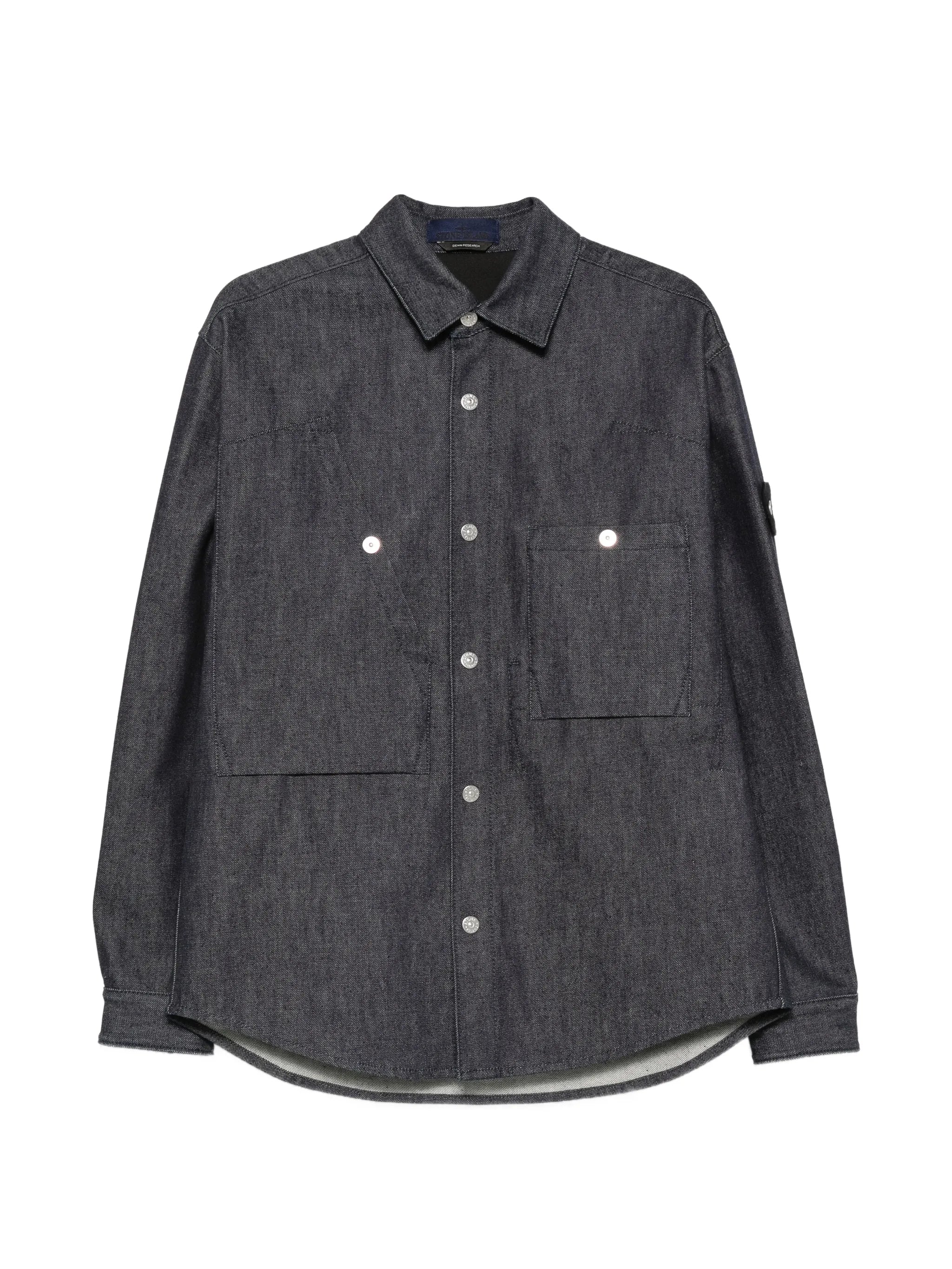 Compass-badge denim shirt