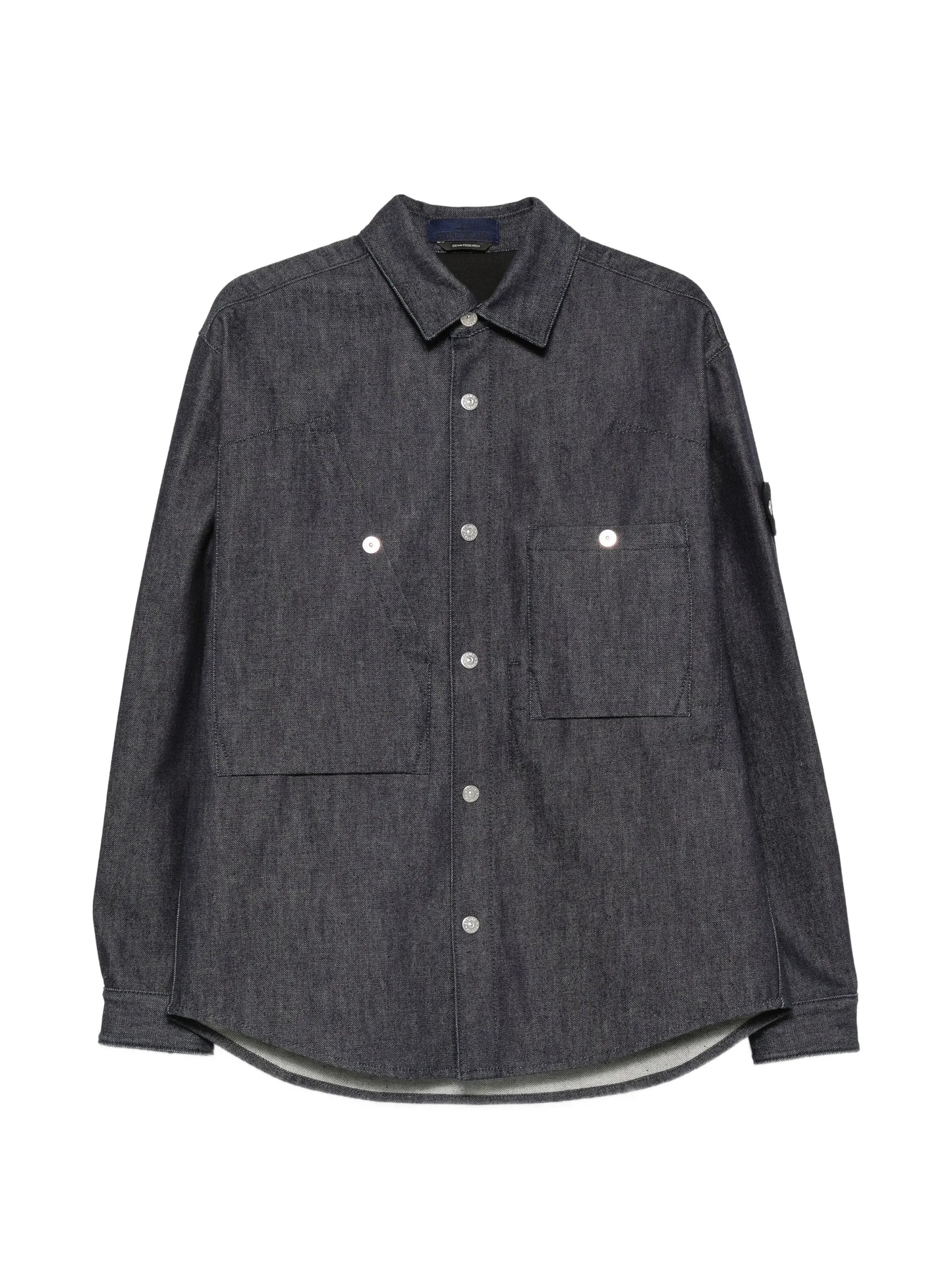 Compass-badge denim shirt