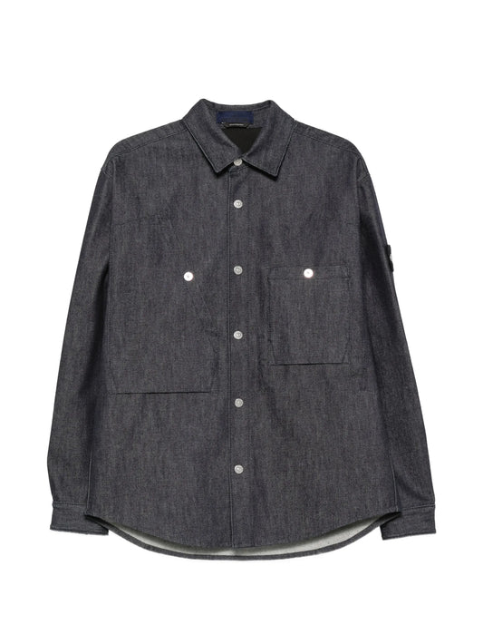 Compass-badge denim shirt