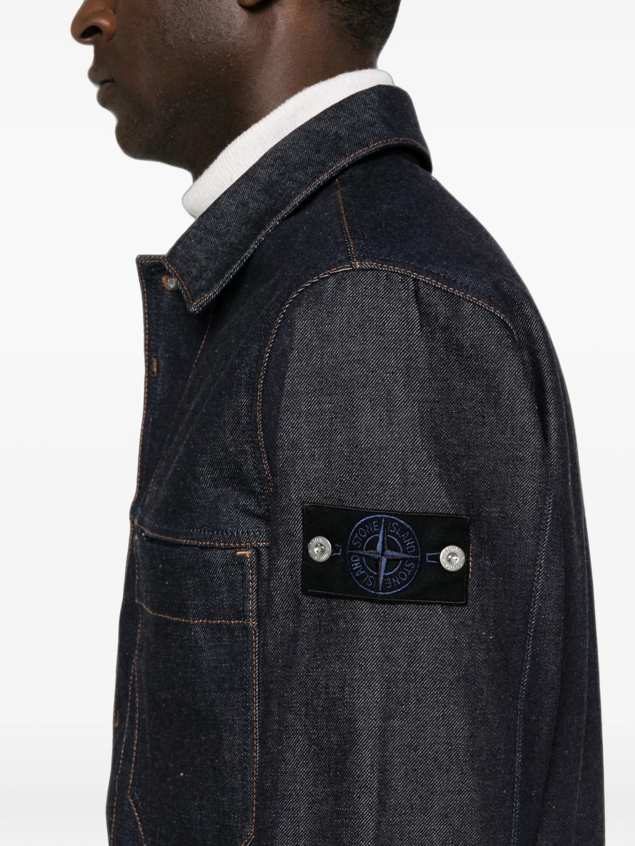 Compass-badge denim jacket