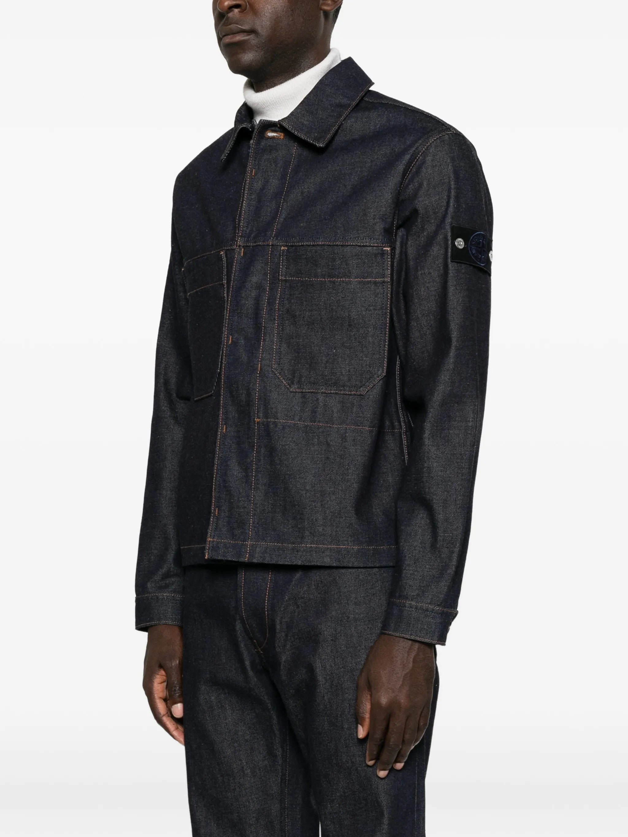 Compass-badge denim jacket